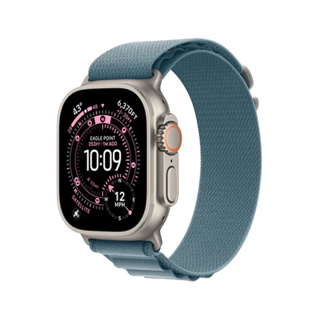 Apple Watch Ultra 3 (2025) – GPS + Cellular, 49mm Natural Titanium Case, Alpine Band | Light Blue (Size M)