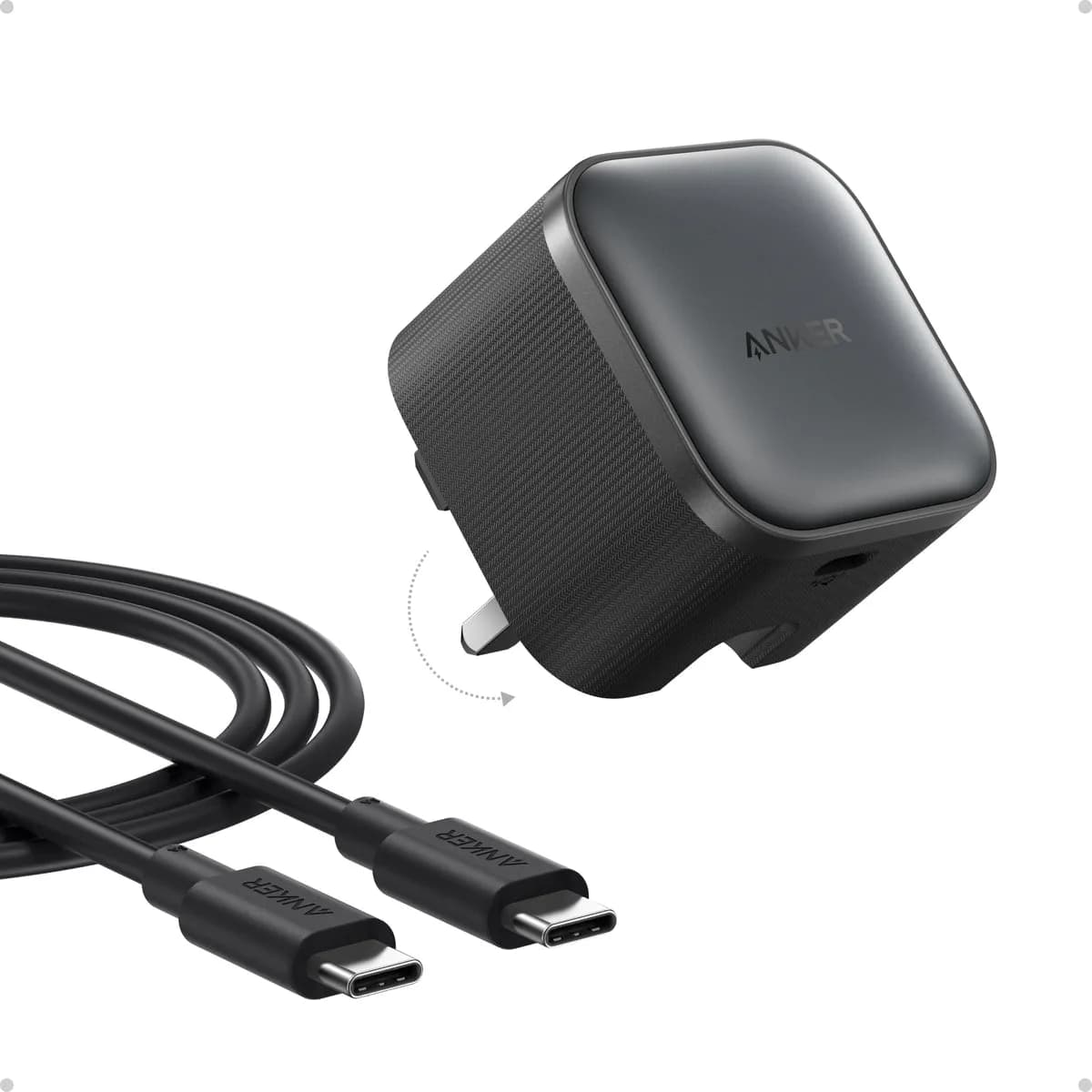 شاحن ANKER Nano بقدرة 45 واط – شحن سريع مع كابل USB-C إلى USB-C | أسود
