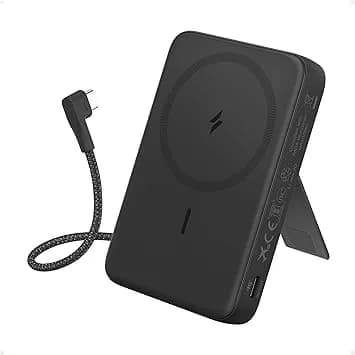 Anker Zolo Magnetic Power Bank 10000mAh MagSafe Wireless Charger 30W with Built-in USB-C Cable & Adjustable Stand for iPhone 16/15 Series & AirPods | Black