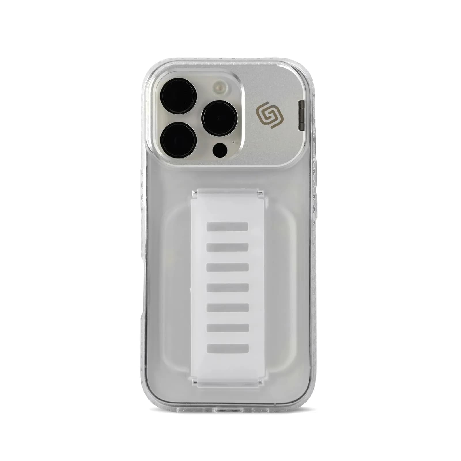 كڤر حماية Boost لهاتف iPhone 16 Pro مع قاعدة دعم وكحامل من Grip2U | شفاف