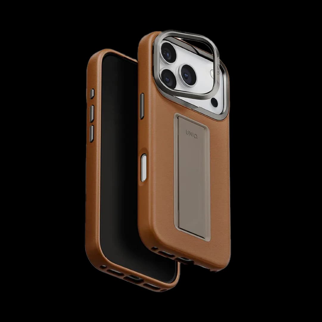 كڤر UNIQ Hybrid Heldro Pro MagClick مع حامل كاميرا لجهاز iPhone 17 Pro Max | Caramel