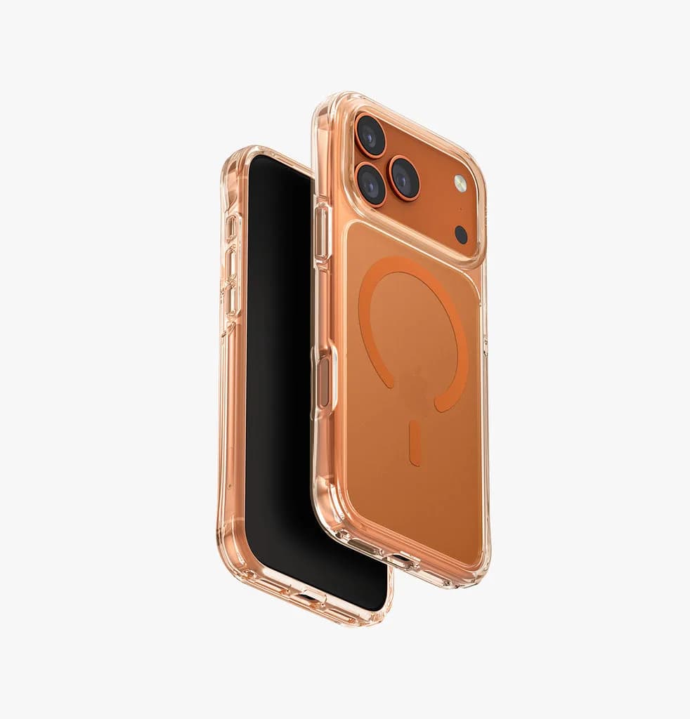 Uniq Hybrid Life Pro Xtreme MagSafe Case for iPhone 17 Pro Max | Frost Clear/Volt Orange