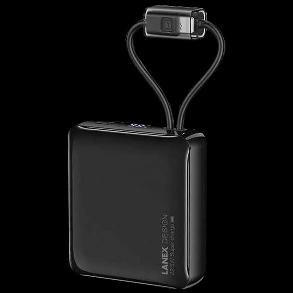 LANEX N30 22.5W Fast Charging Power Bank 10000mAh with Dual Built-in Cables | Black
