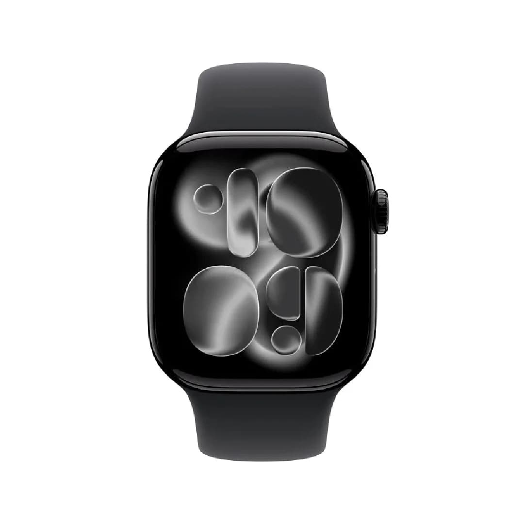 ساعة آبل واتش سيريس 11 - GPS - مقاس 42 ملم - بهيكل من الألومنيوم بلون Jet Black مع سوار رياضي أسود مقاس M/L - صورة 2