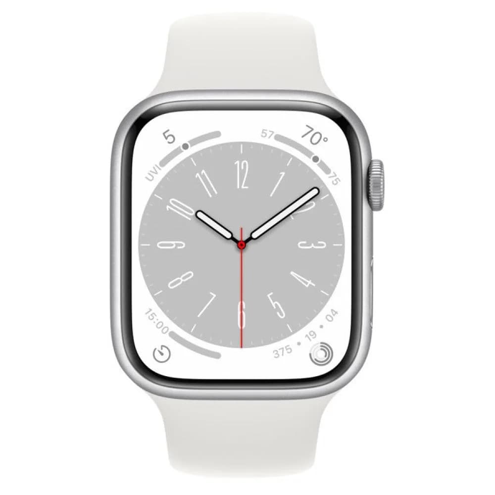Apple Watch Series 8 GPS 45mm Silver Aluminium Case with White Sport Band - Regular - Image 2
