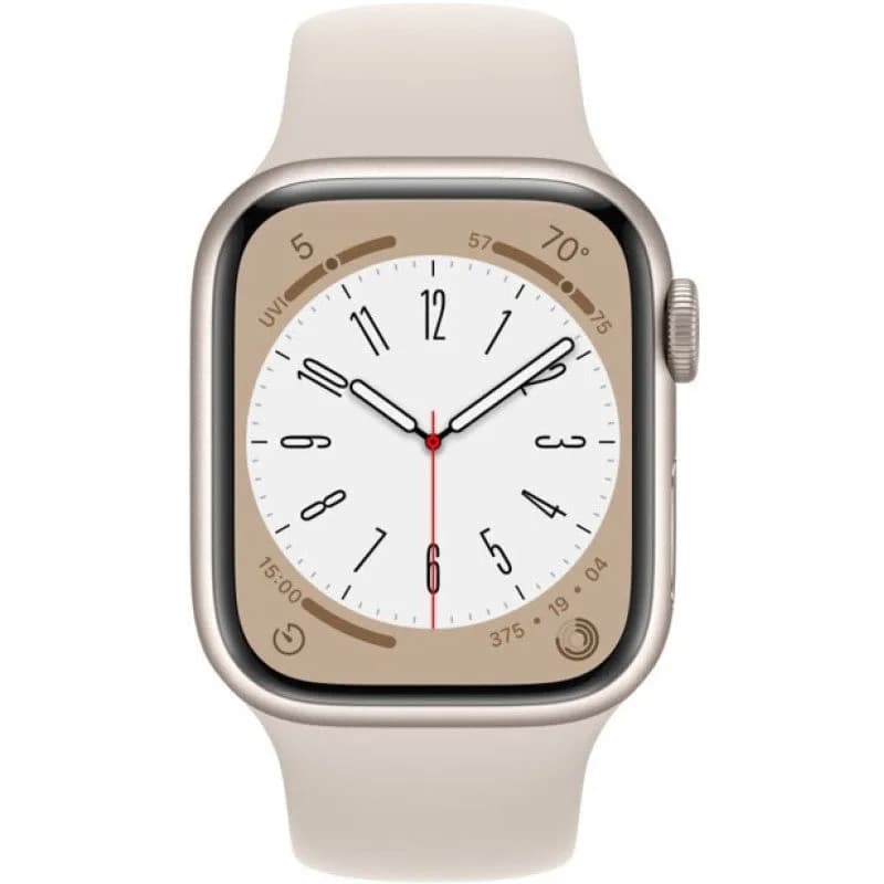 Apple Watch Series 8 GPS 45mm Starlight Aluminium Case with Starlight Sport Band - Regular - Image 2