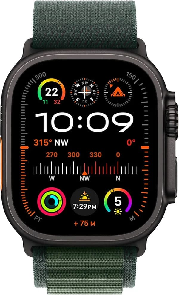 Apple Watch Ultra 2 (2024) - 49mm - GPS + Cellular - Black Titanium Case - Alpine Loop - M | Dark Green - Image 2