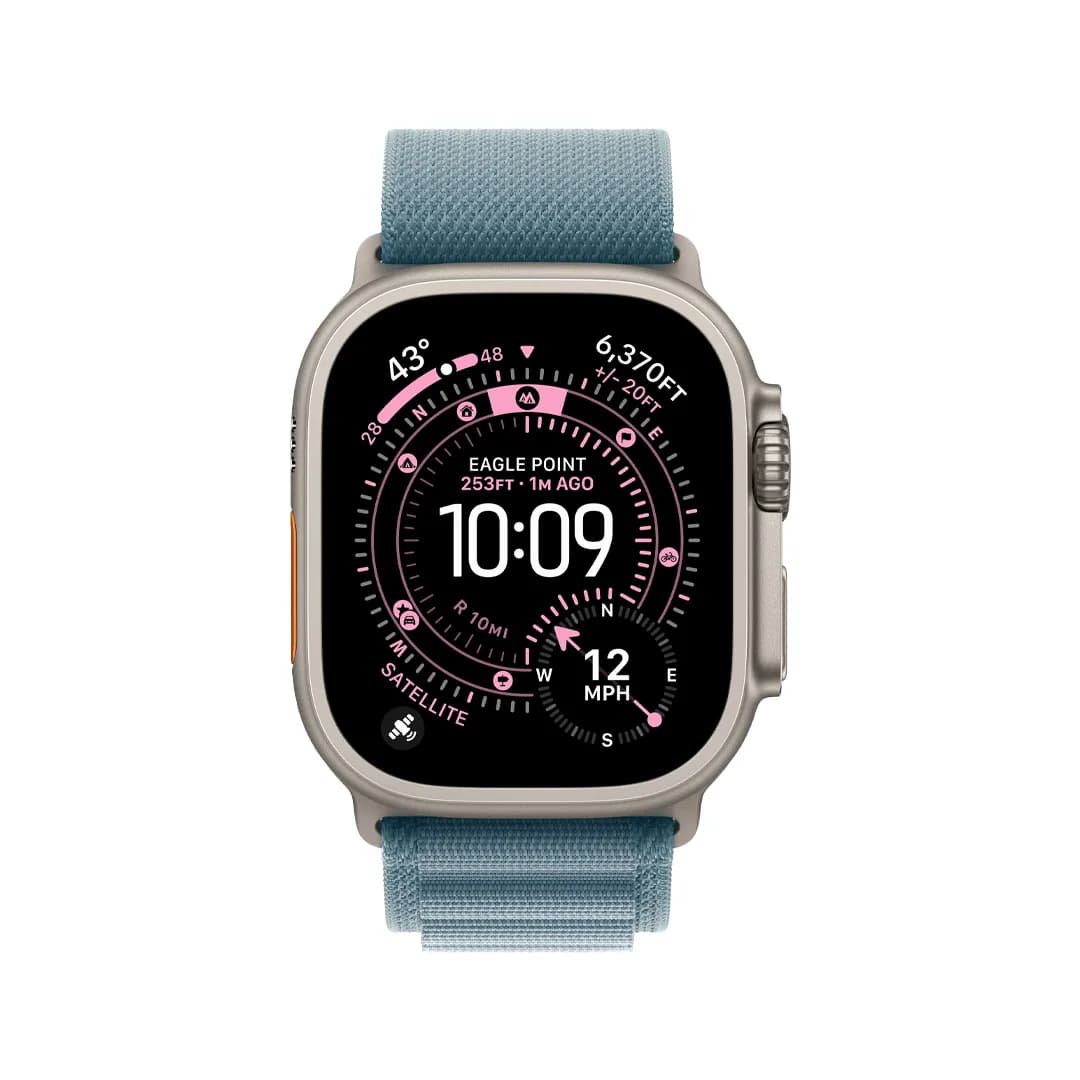 Apple Watch Ultra 3 (2025) – GPS + Cellular, 49mm Natural Titanium Case, Alpine Band | Light Blue (Size M) - Image 2