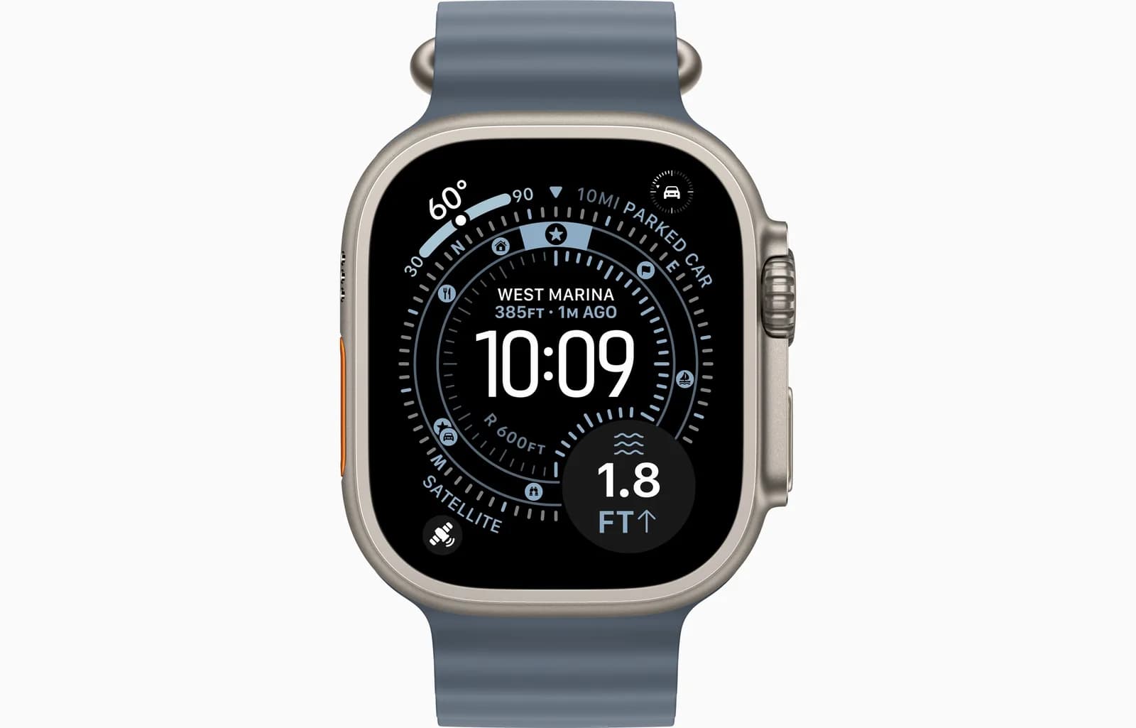 Apple Watch Ultra 3 GPS + Cellular 49mm Natural Titanium Case with Anchor Blue Ocean Band - Image 2