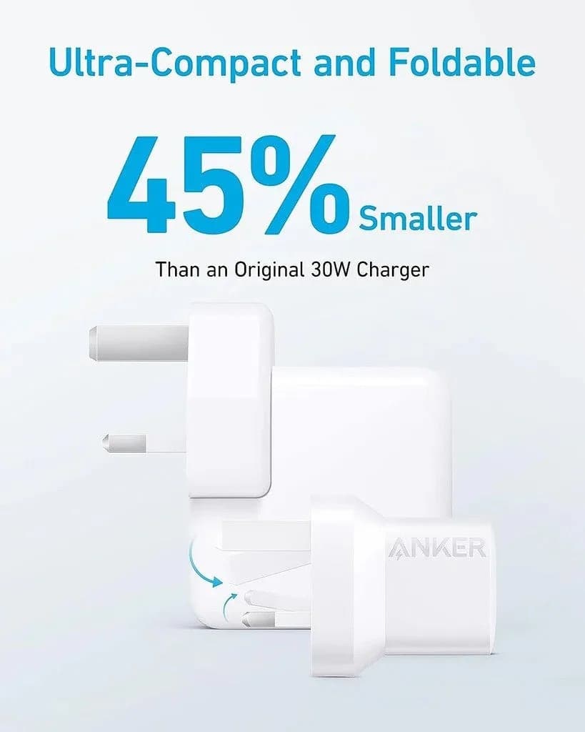 شاحن أنكر 323 بقدرة 33 واط مع كابل 310 USB-C إلى Lightning | أبيض - صورة 2