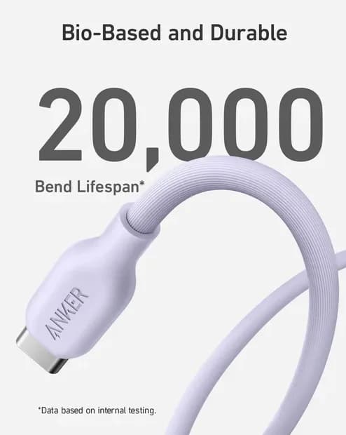 كيبل أنكر 542 من USB-C إلى Lightning مصنوع من مواد طبيعية 1.8 متر | بنفسجي - صورة 2