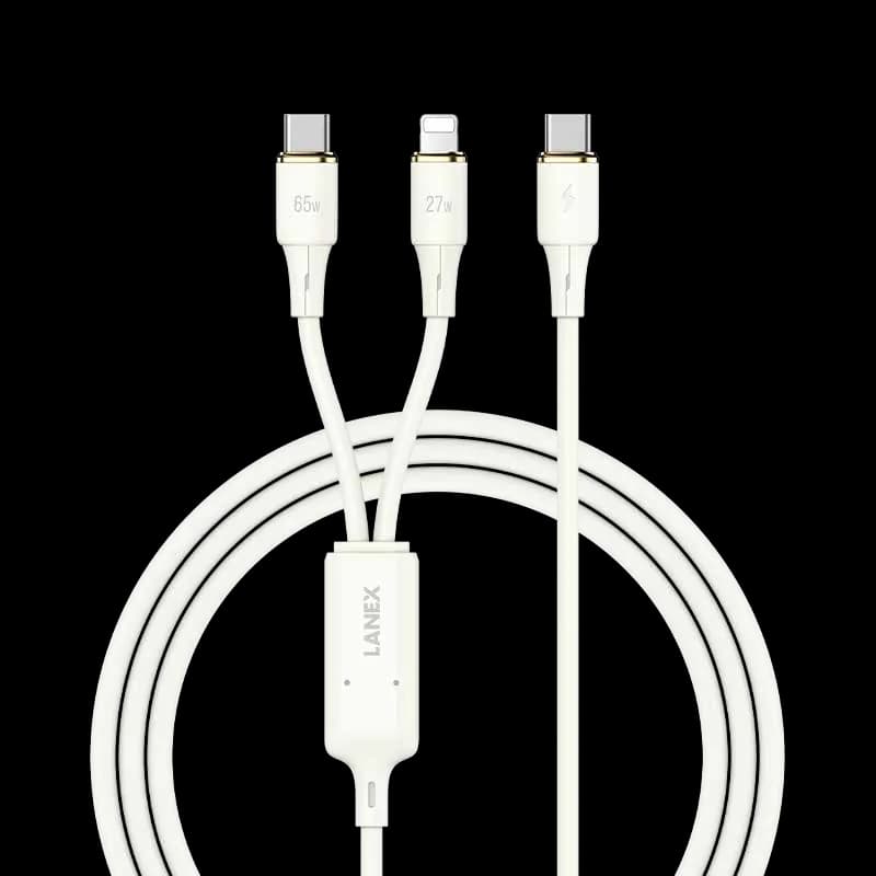 LANEX LS46T 2-in-1 PD65W Fast Charging Silicone Data Cable 1.2M | Beige