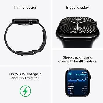 Apple Watch Series 10 - 46mm - GPS - Jet Black Aluminium Case - with Ink Sport Loop XL - Image 3