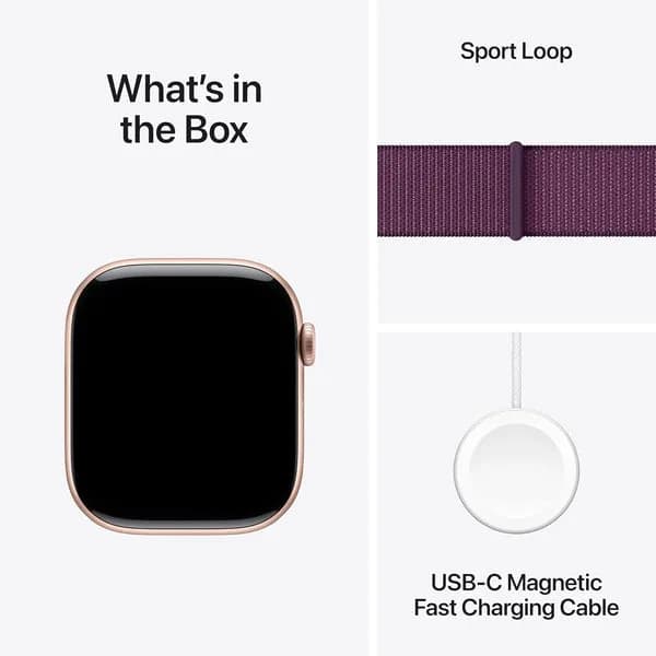 ساعة Apple Watch Series 10 - GPS - مقاس 46 ملم |بهيكل من الألومنيوم باللون الذهبي الوردي مع حزام رياضي باللون الأرجواني - صورة 3