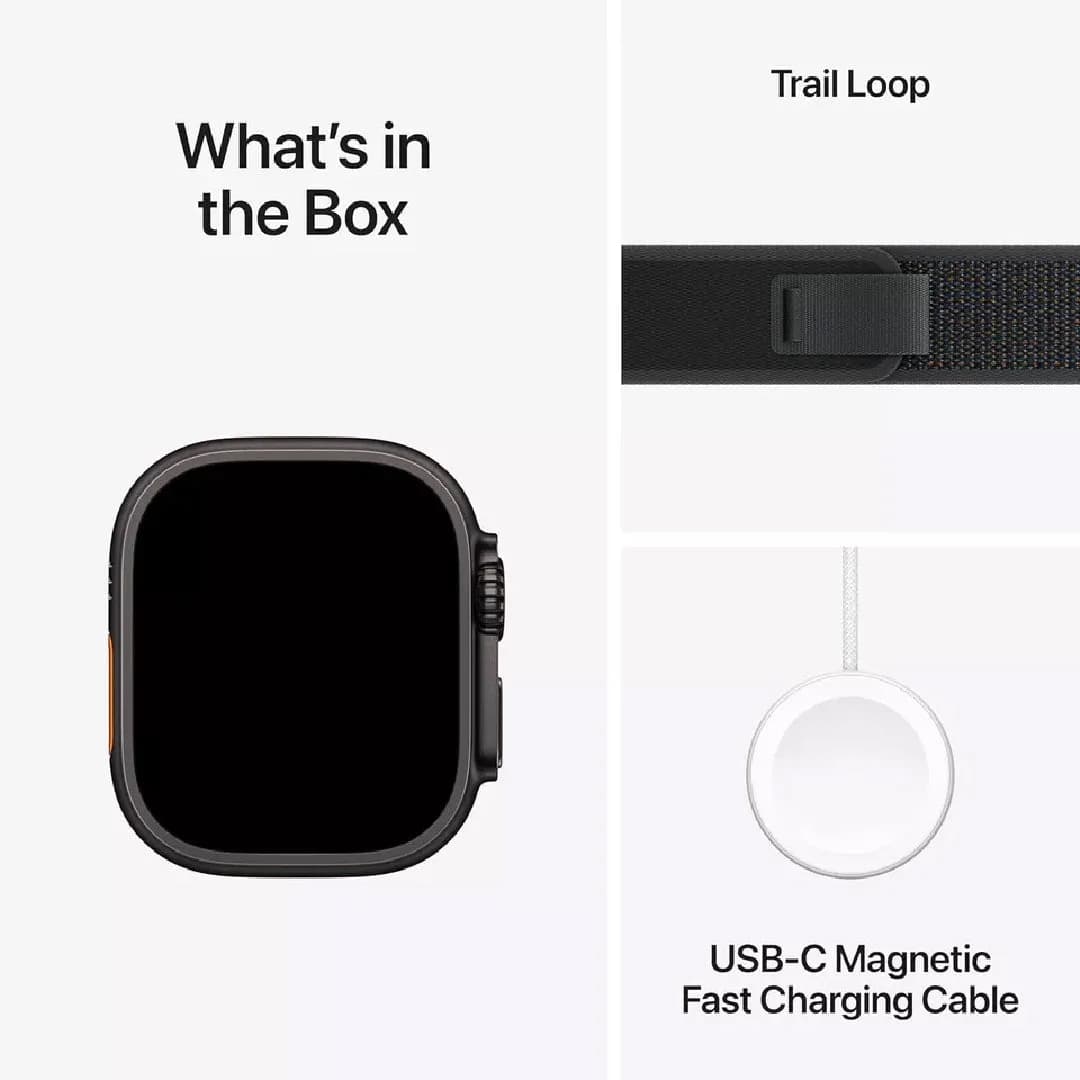 Apple Watch Ultra 2 (2024) - 49mm - GPS + Cellular - Black Titanium Case - Trail Loop - S/M | Black - Image 3