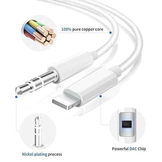 Apple Lightning to 3.5mm Aux Audio Cable 1.2M  | White - Image 3