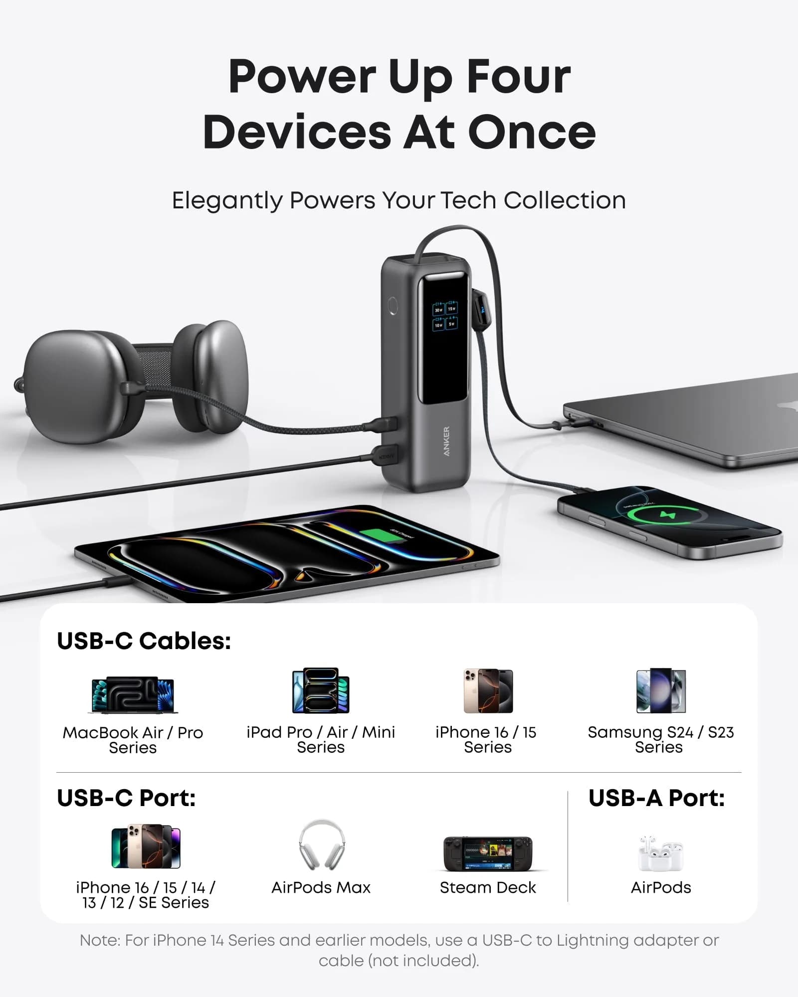 Anker Laptop Power Bank 25K 165W  Built-In and Retractable Cables | Black - Image 3