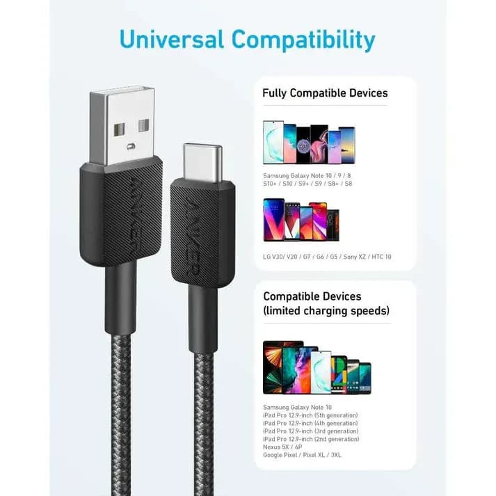 كيبل Anker 322 من USB-A إلى USB-C مضفر | 0.9 متر - صورة 3