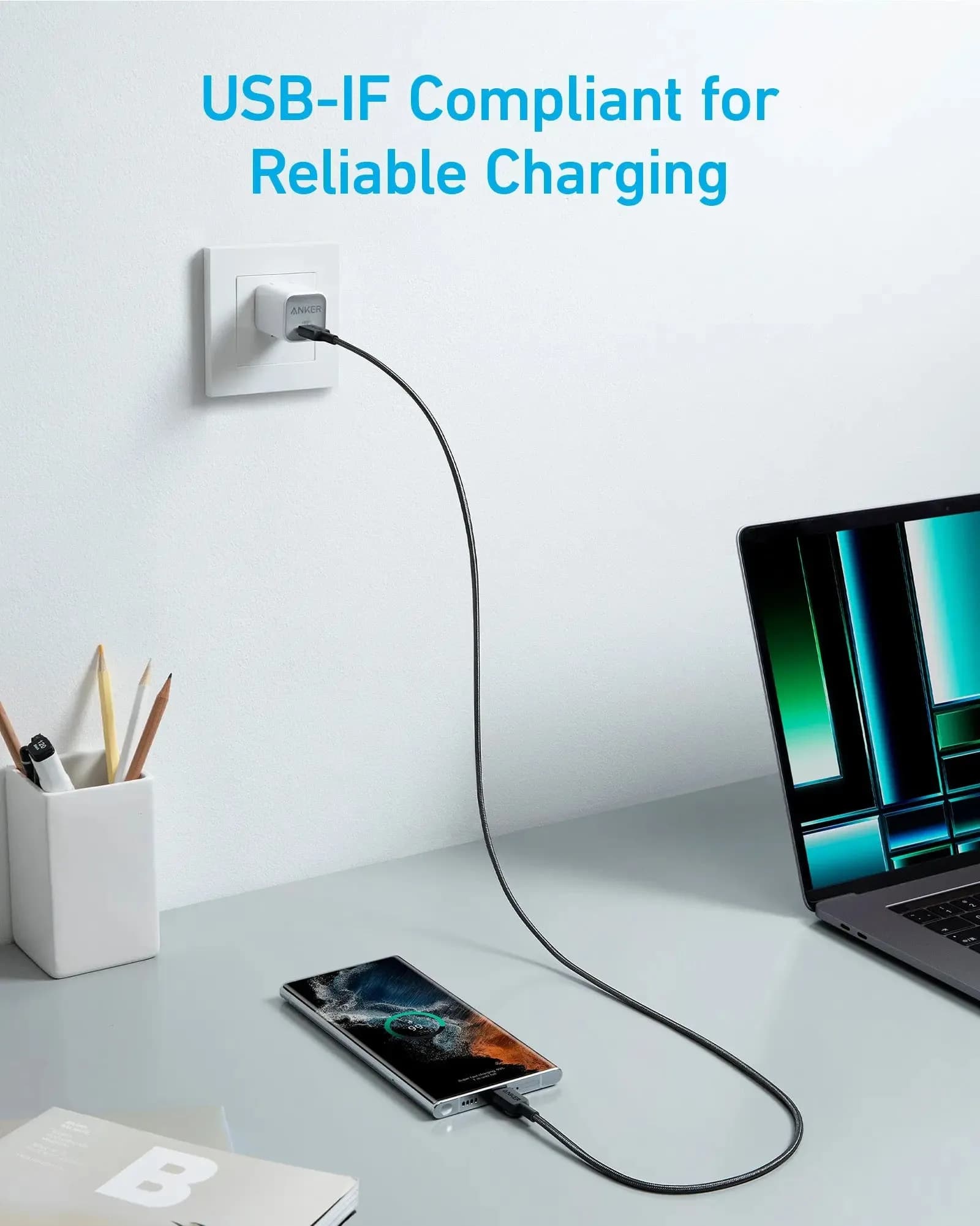 🔌 كيبل أنكر 322 USB-C إلى USB-C | مضفر 6 أقدام - صورة 3