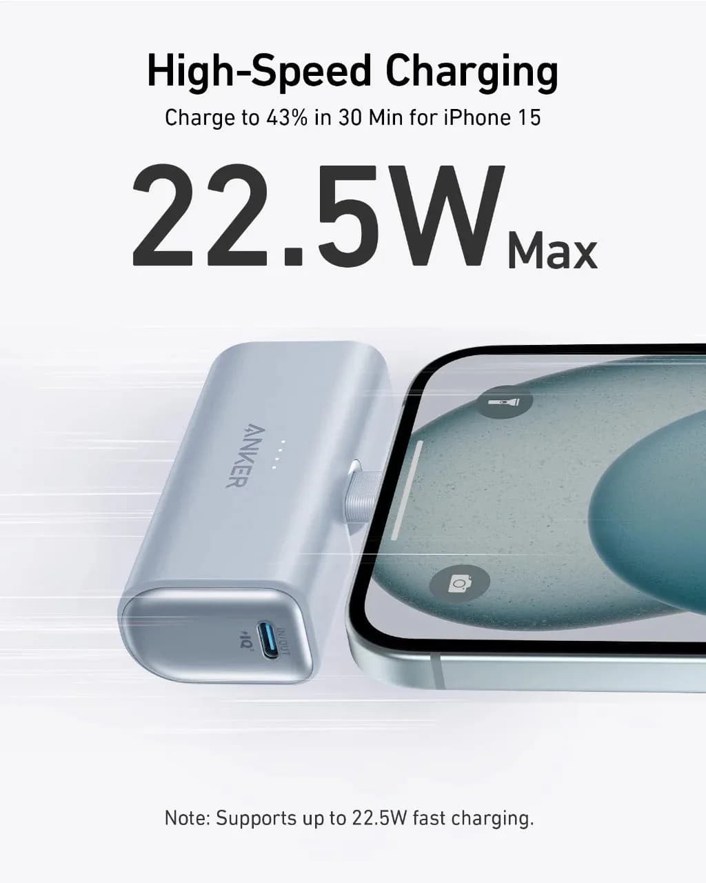 Anker 5000mAh Compact With Foldable USB-C Connector PD Fast Charging | Blue - Image 3