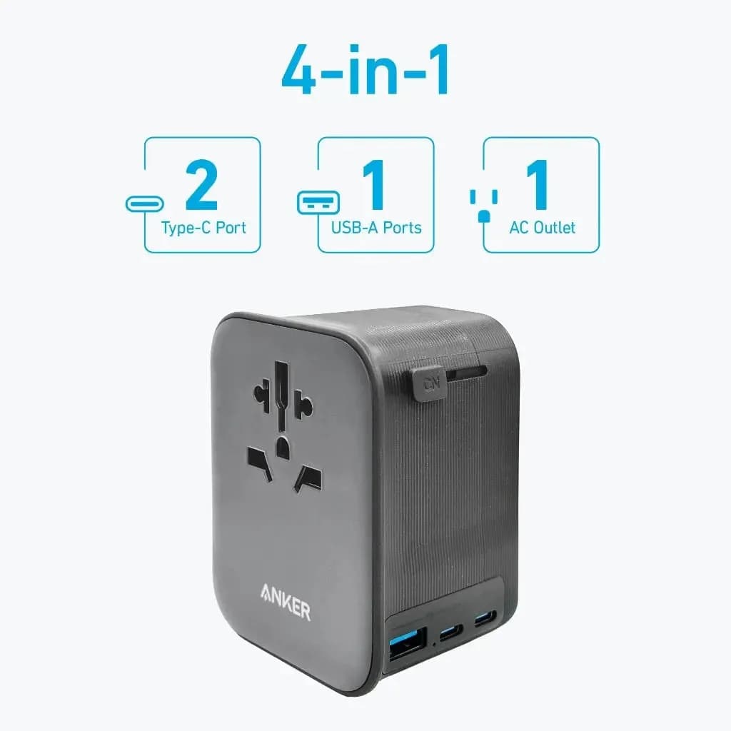 محول شحن 4 في 1 Anker Nano  – بقدرة 65 واط | أسود - صورة 3