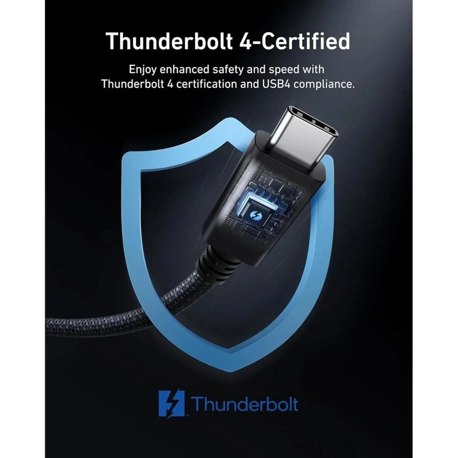 كيبل ANKER Prime Thunderbolt 4 من USB-C إلى USB-C (طول 1 متر / 3.3 قدم – 240 واط – 40Gbps) | أسود - صورة 3