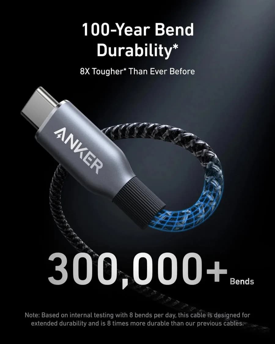 Anker Prime USB-C to USB-C Cable 3ft, 240W, Upcycled-Braided | Black - Image 3