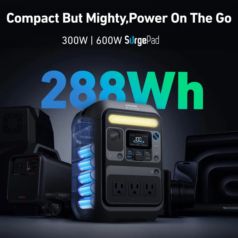 محطة طاقة محمولة Anker SOLIX C300X | 288Wh، 300W - صورة 3