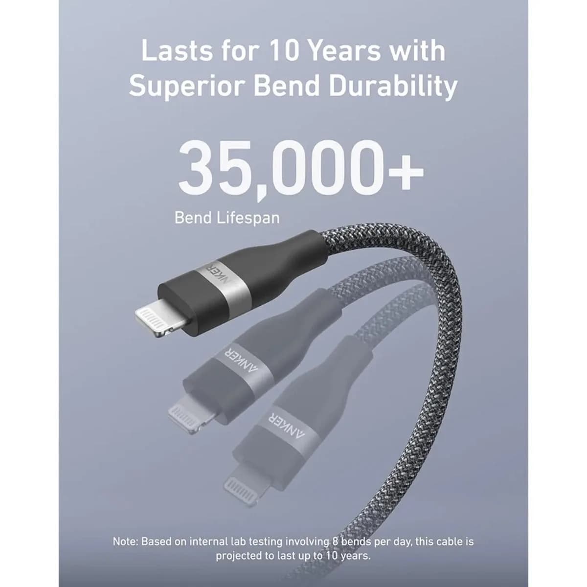 Anker USB-C to Lightning Cable 3ft (0.9m) – Braided Durable Design | Black - Image 3