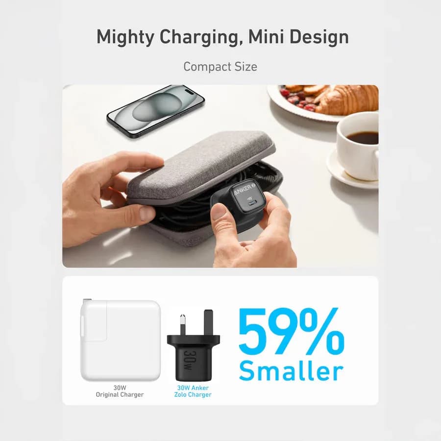 Anker Zolo Charger 30W, PD 3.0 With USB-C to USB-C Cable | Black - Image 3