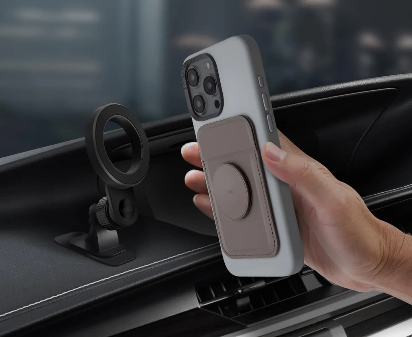 Uniq Magnetic Card Holder Grip Stand Flixa | Grey - Image 3
