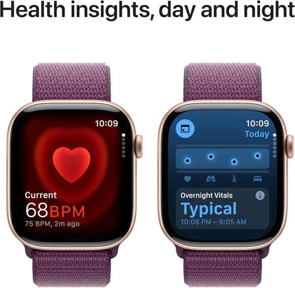 ساعة Apple Watch Series 10 - GPS - مقاس 46 ملم |بهيكل من الألومنيوم باللون الذهبي الوردي مع حزام رياضي باللون الأرجواني - صورة 4
