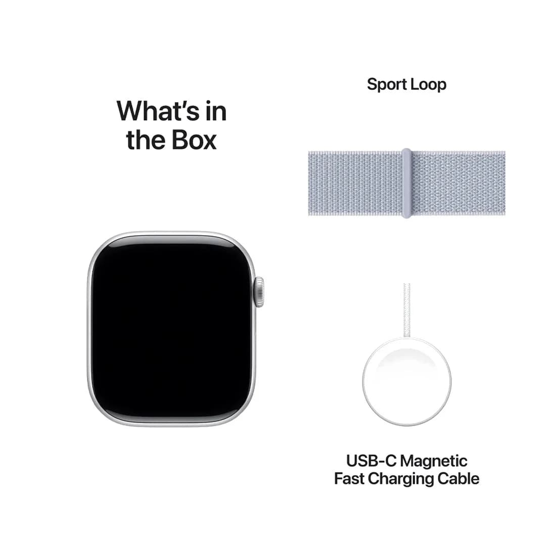 ساعة Apple Watch Series 10 - GPS - مقاس 46 ملم | بهيكل من الألومنيوم بلون فضي مع سوار رياضي سحابي ازرق - صورة 4