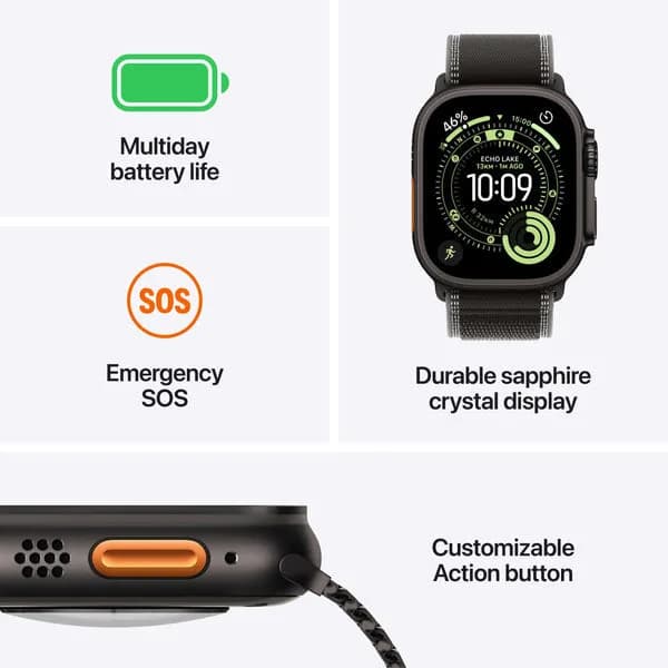 Apple Watch Ultra 3 (2025) – GPS + Cellular, 49mm Natural Titanium Case, Alpine Band | Light Blue (Size M) - Image 4