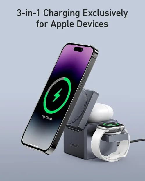 شاحن مكعب 3 في 1 يدعم MagSafe من Anker - صورة 4