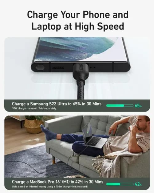 Anker 544 USB-C to USB-C Cable 140W Bio-Nylon 0.9m | Black - Image 4