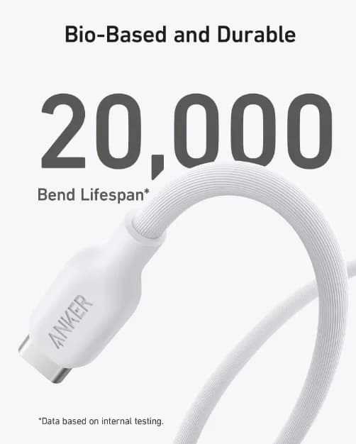 Anker Bio Based And Durable 542 Usb-c To Lightning Cable 3ft | White - Image 4