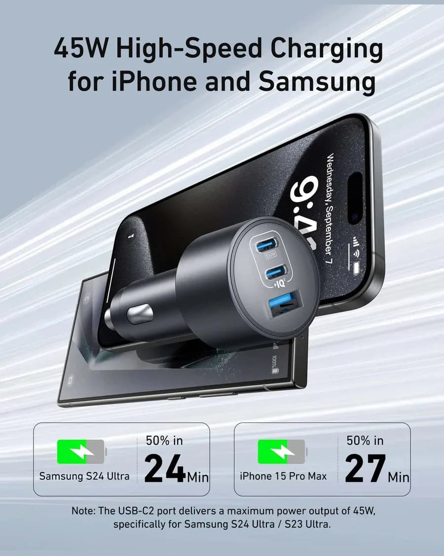 Anker Car Charger (167.5W, 3 Ports) with cable bundle | Gray - Image 4