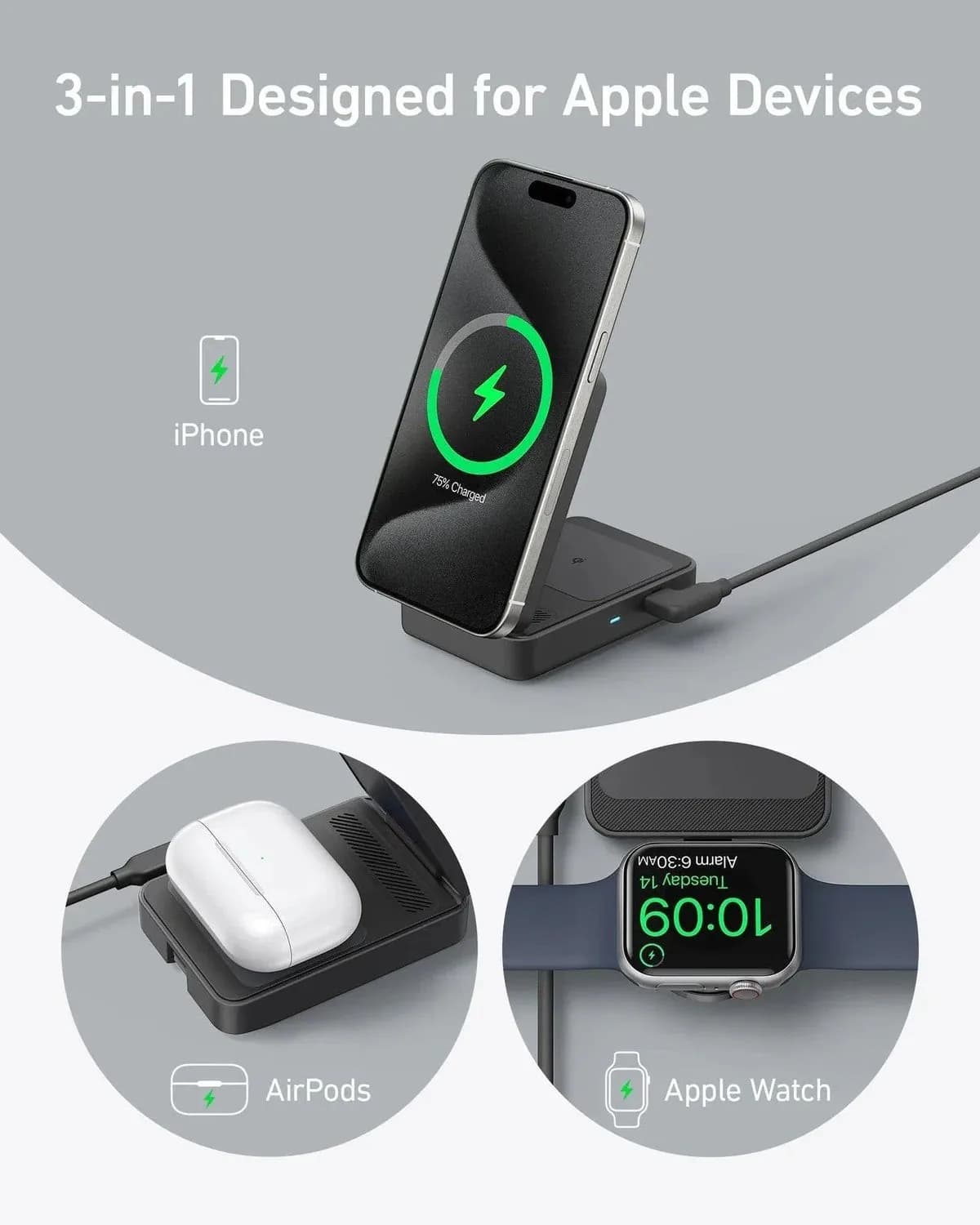 Anker MagGO Wireless Charging Station 3-in-1 Charger - Image 4