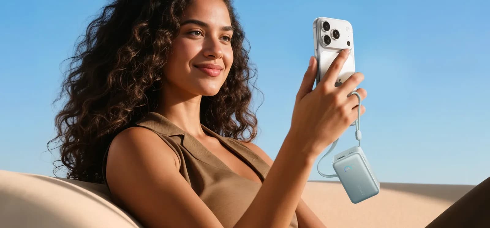 باور بانك أنكر نانو 10,000 مللي أمبير – شحن سريع 45 واط مع كابل USB-C مدمج قابل للسحب | أخضر - صورة 5