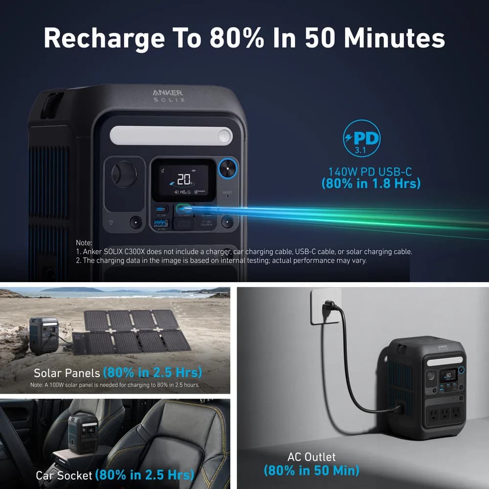 محطة طاقة محمولة Anker SOLIX C300X | 288Wh، 300W - صورة 5