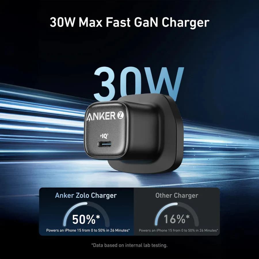 Anker Zolo Charger 30W, PD 3.0 With USB-C to USB-C Cable | Black - Image 5