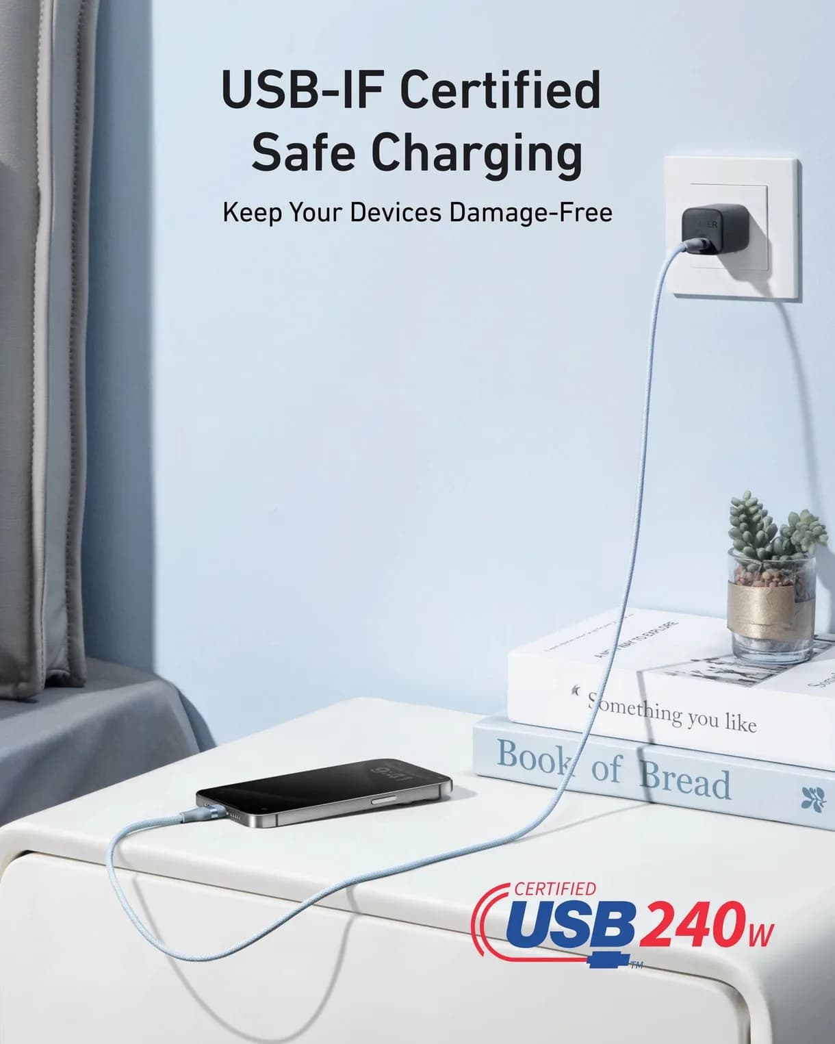 Anker USB-C to USB-C Cable 240W – Upcycled Braided, 0.9m (3ft), Fast Charging | Blue - Image 6