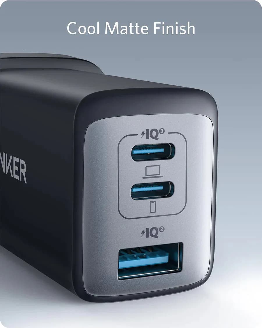 شاحن أنكر PowerPort III بقدرة 65 واط، 3 منافذ | شحن سريع USB-C و USB-A | تقنية PowerIQ 3.0 | أسود - صورة 7