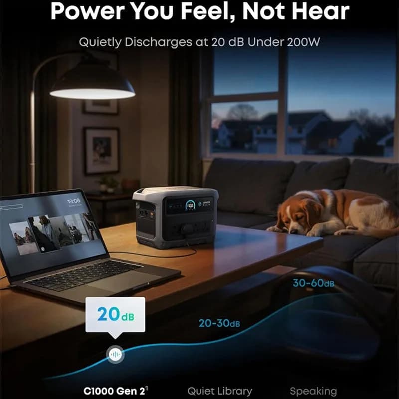 محطة طاقة محمولة Anker SOLIX C1000 Gen 2 | سعة 1024 واط-ساعة | للطاقة الاحتياطية المنزلية والتخييم | رمادي - صورة 7