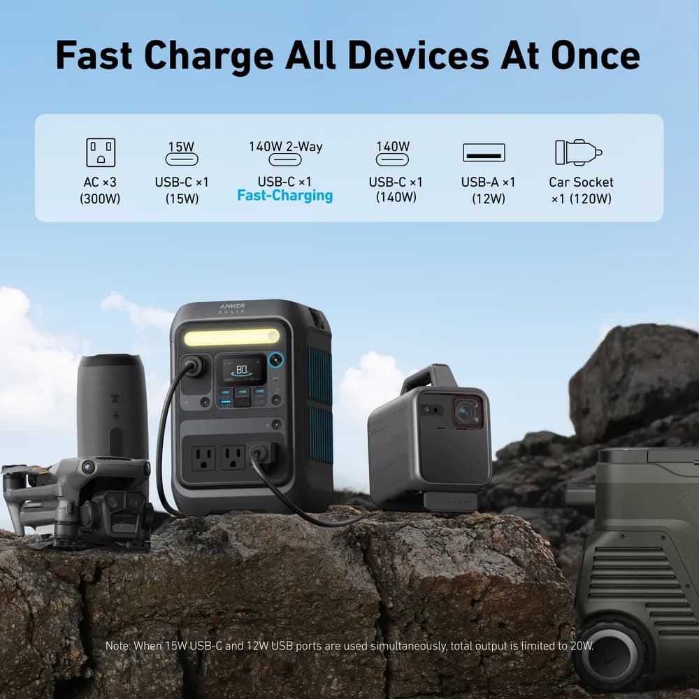 محطة طاقة محمولة Anker SOLIX C300X | 288Wh، 300W - صورة 7