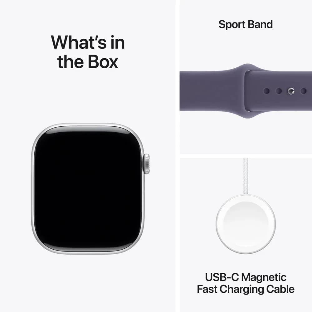Apple Watch Series 11 GPS 46mm Silver Aluminium Case with Purple Fog Sport Band - M/L - Image 8