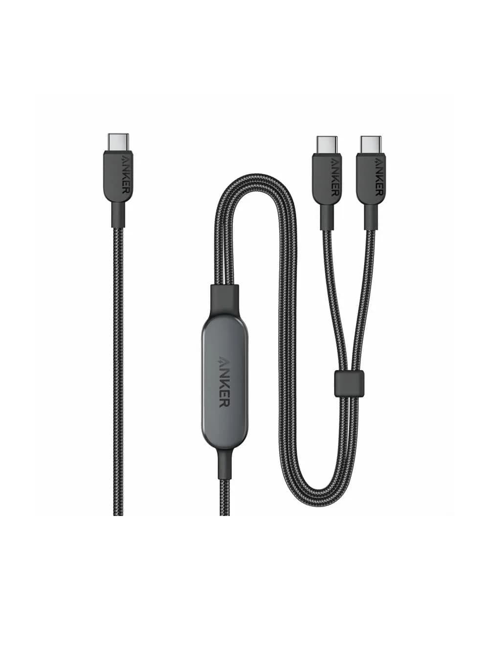 كيبل 2 في 1 USB-C إلى USB-C بطول 4 أقدام/1.2 متر 140 واط من Anker | أسود