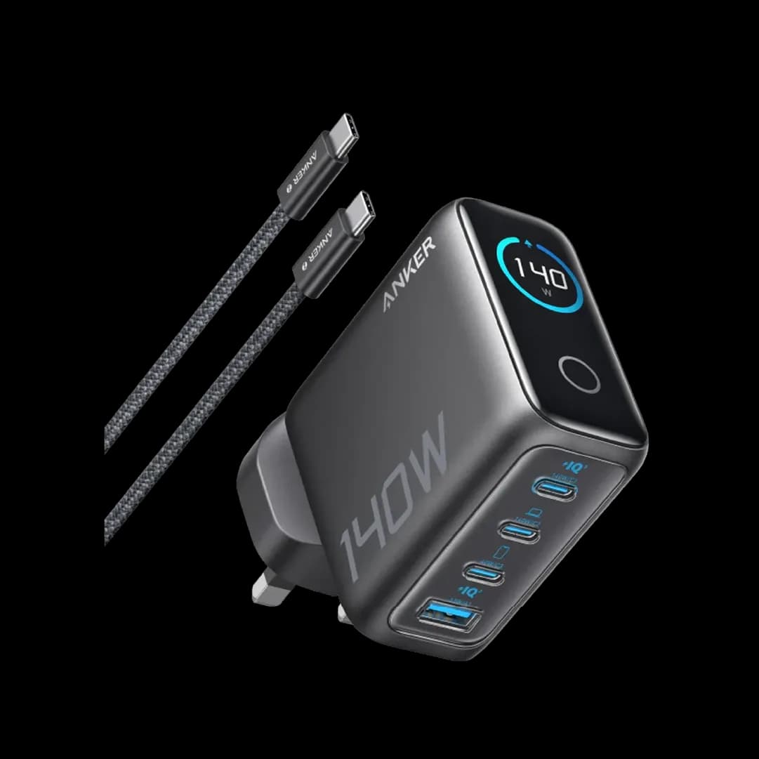 Anker Charger (140W, 4-Port, PD 3.1) with USB-C Cable | Dark Gray