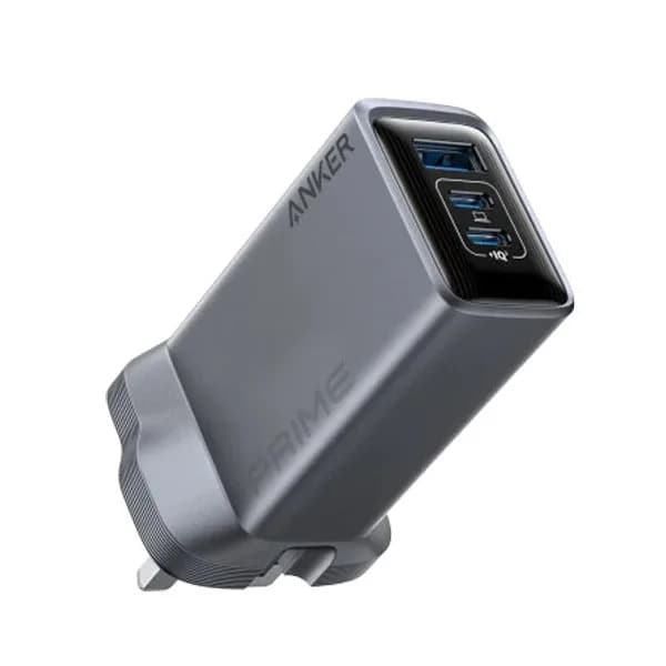 شاحن حائط Prime Ultra فائق السرعة بقوة 100 واط 3 منافذ GaN | فضي